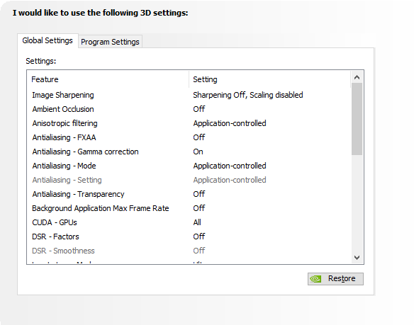 turn off 3d settings nvidia