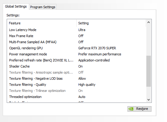 manage 3d settings nvidia best performance