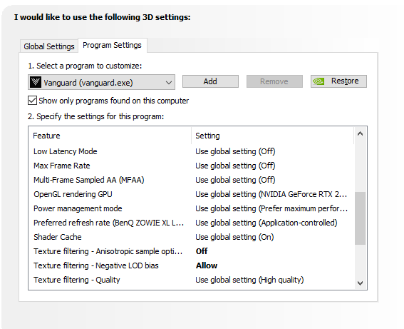 turn off 3d settings nvidia