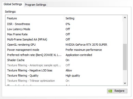 nvidia control panel company of heroes 2 program settings