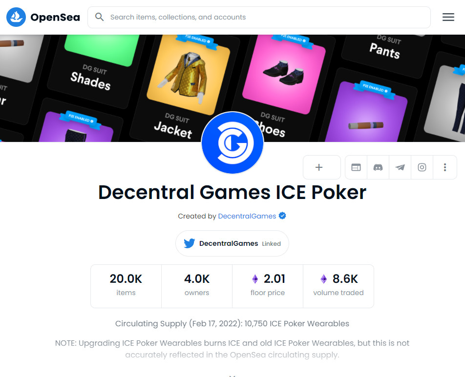 decentral games ice wearable nfts
