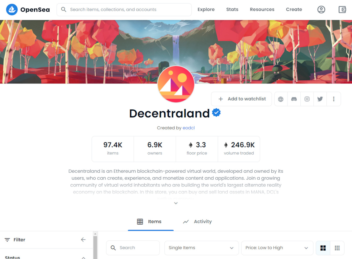 decentraland virtual real estate metaverse