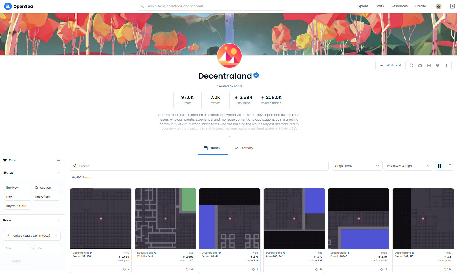 Decentraland Opensea Collection