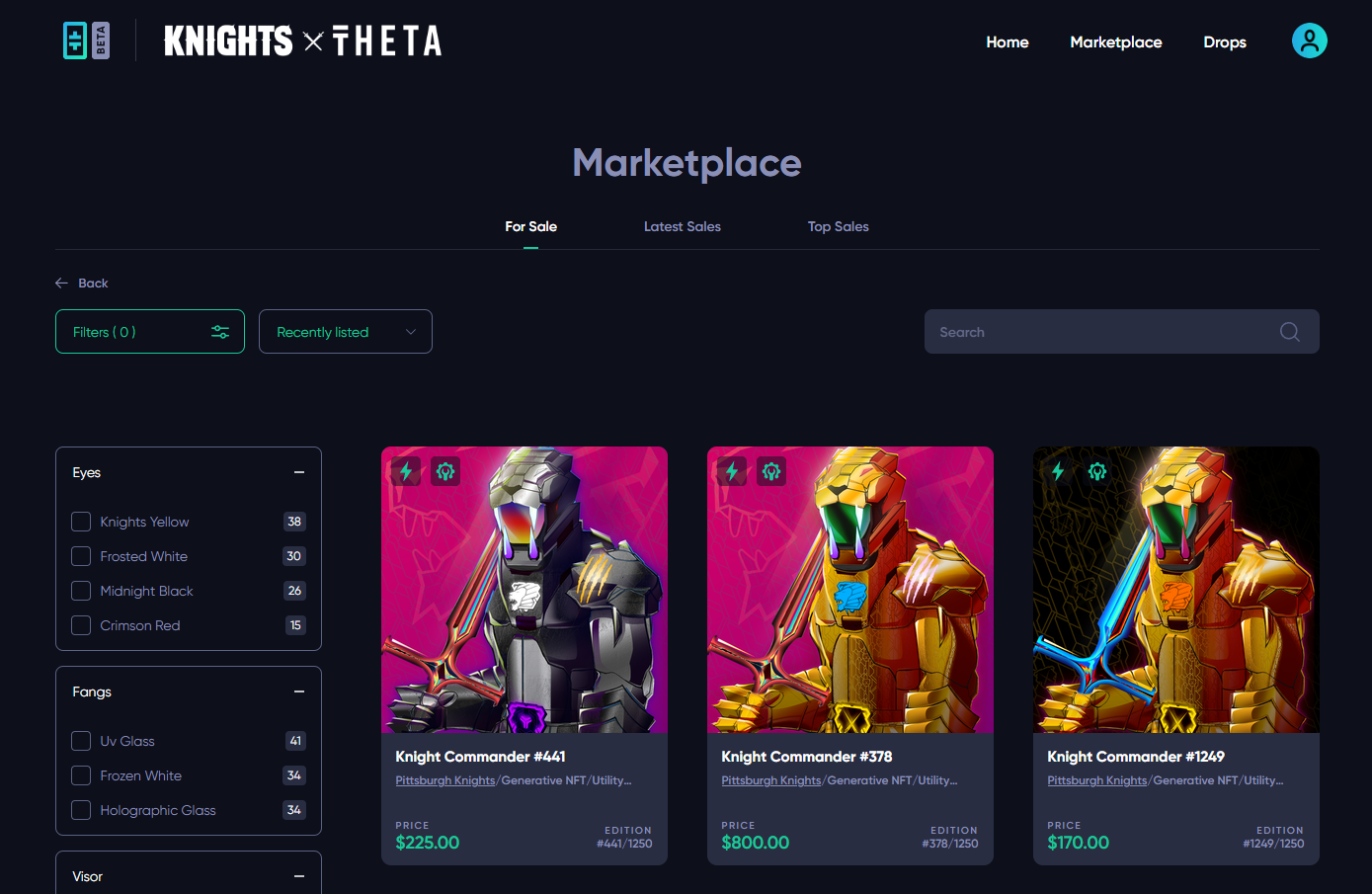 theta marketplace knight commander nfts