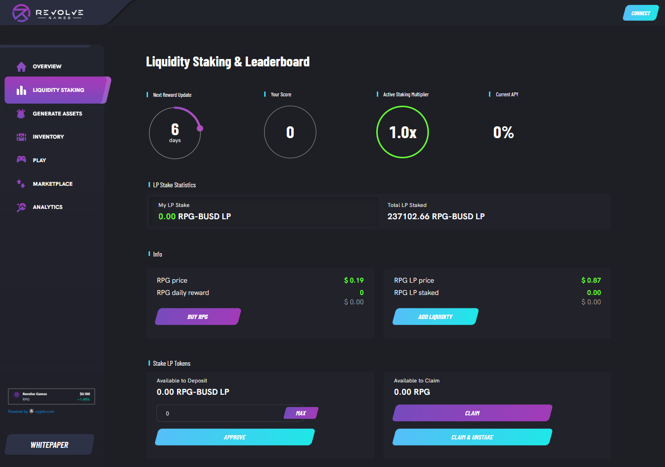 revolve games staking dashboard