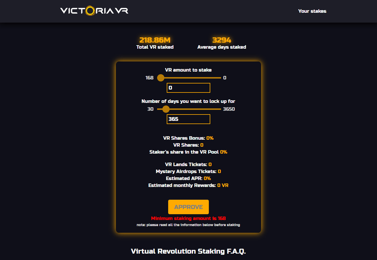 Victoria Vr Staking Dashboard