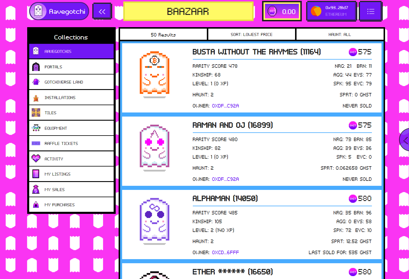 aavegotchi marketplace screenshot