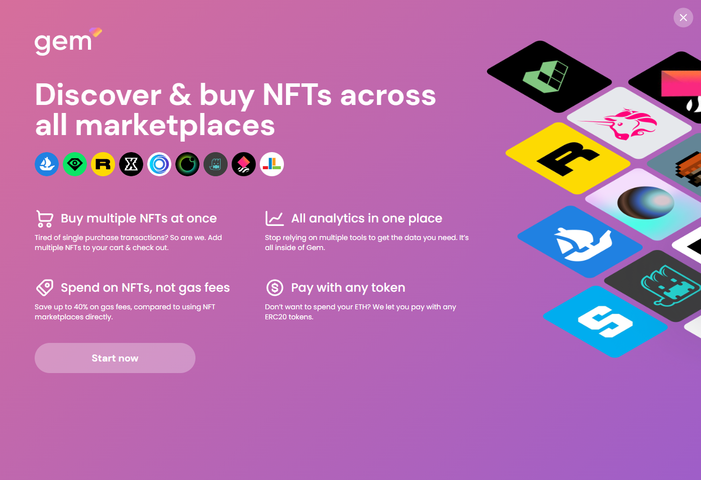 gem nft marketplace aggregator homepage