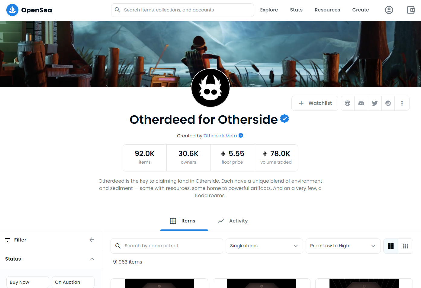 otherdeed otherside apecoin metaverse nft kolekcija opensea