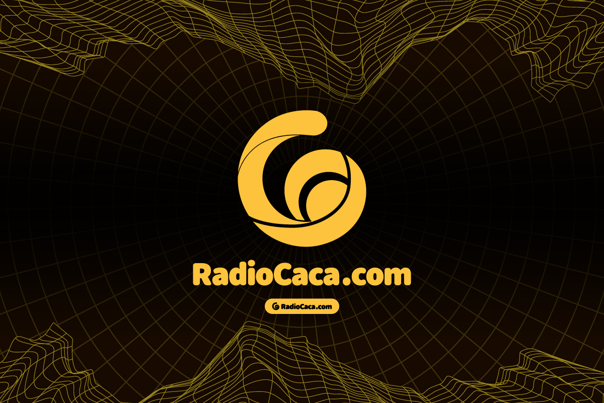 logo radio caca raca avec fond abstrait