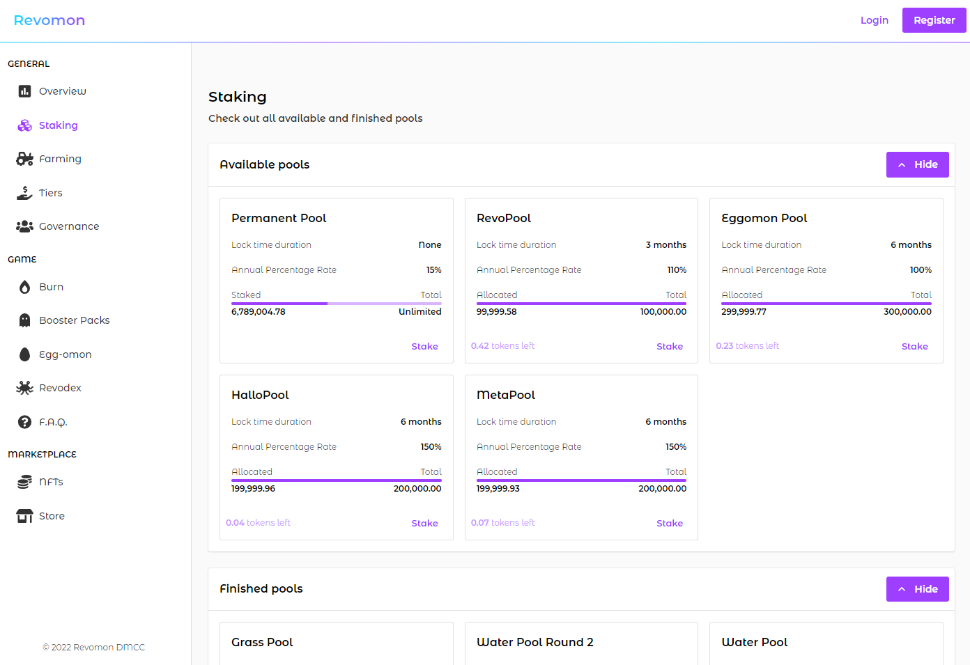 revomon staking dashboard screenshot