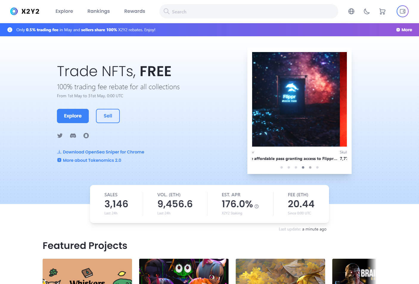 x2y2 nft marketplace home screenshot
