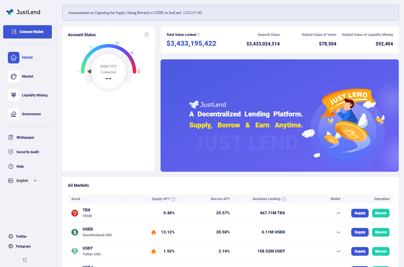 justlend tron (trx) ecosystem lending dApp