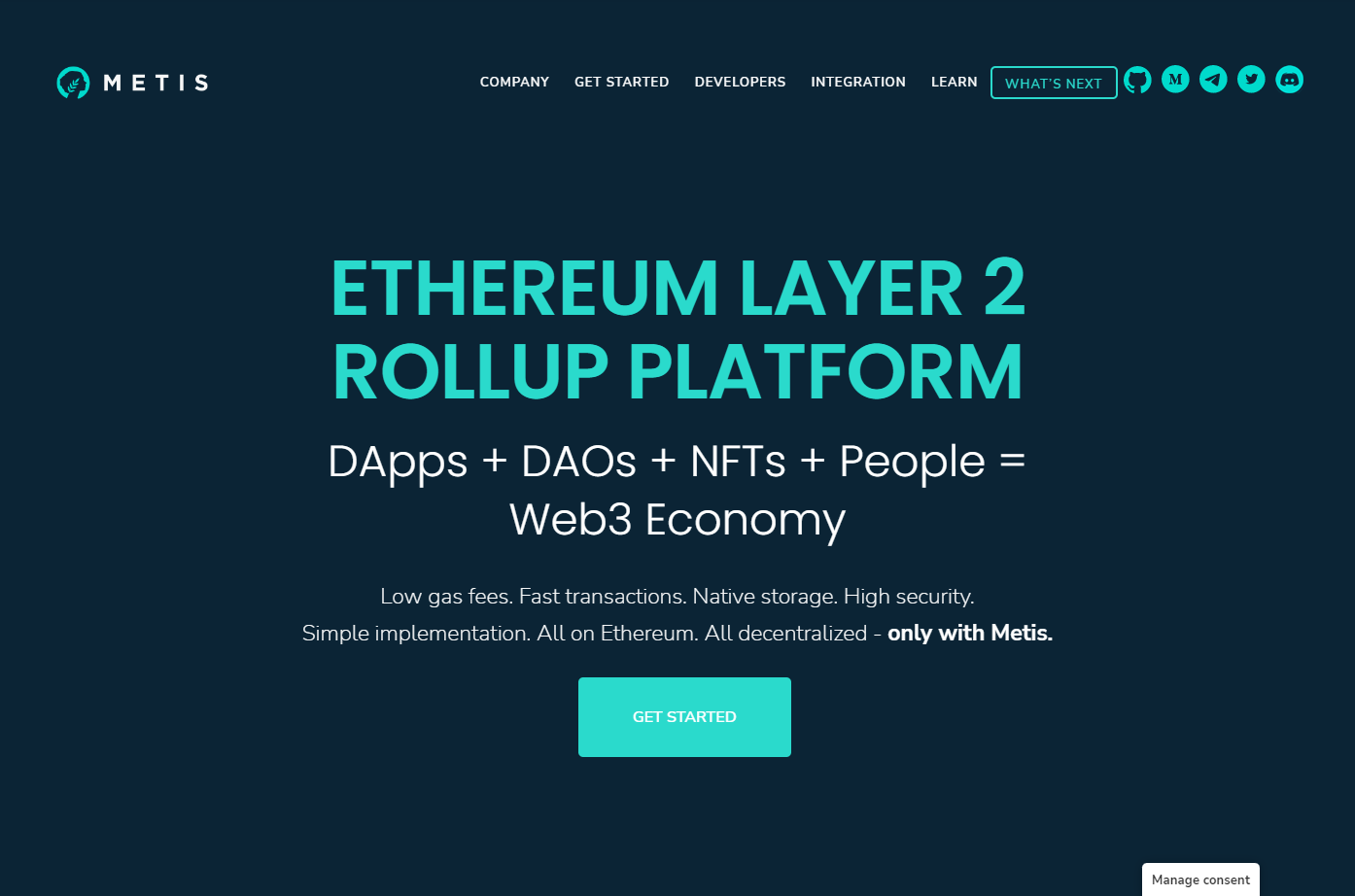 MetisDAO Ethereum Layer 2 Rollup Platform