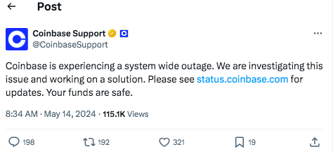 Coinbase Goes Down: Experiences System-Wide Outage