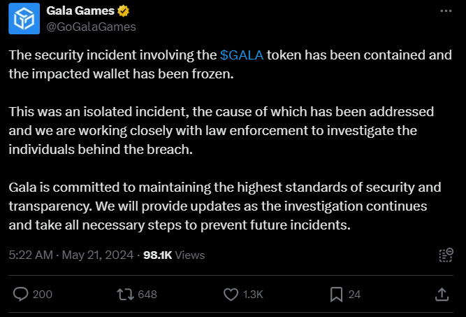 Gala Games became the victim of a 4 million hack