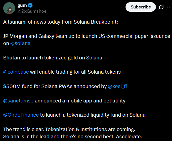 Solana Drops 27% Year to Date as RWA Strategy Gains Attention